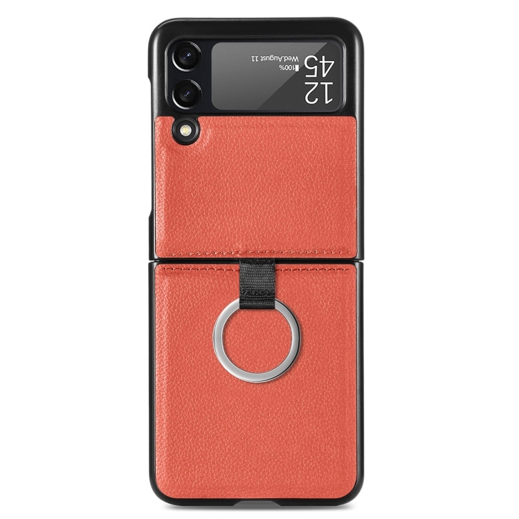 Konstläderfodral med ring Samsung Galaxy Z Flip 3 Röd