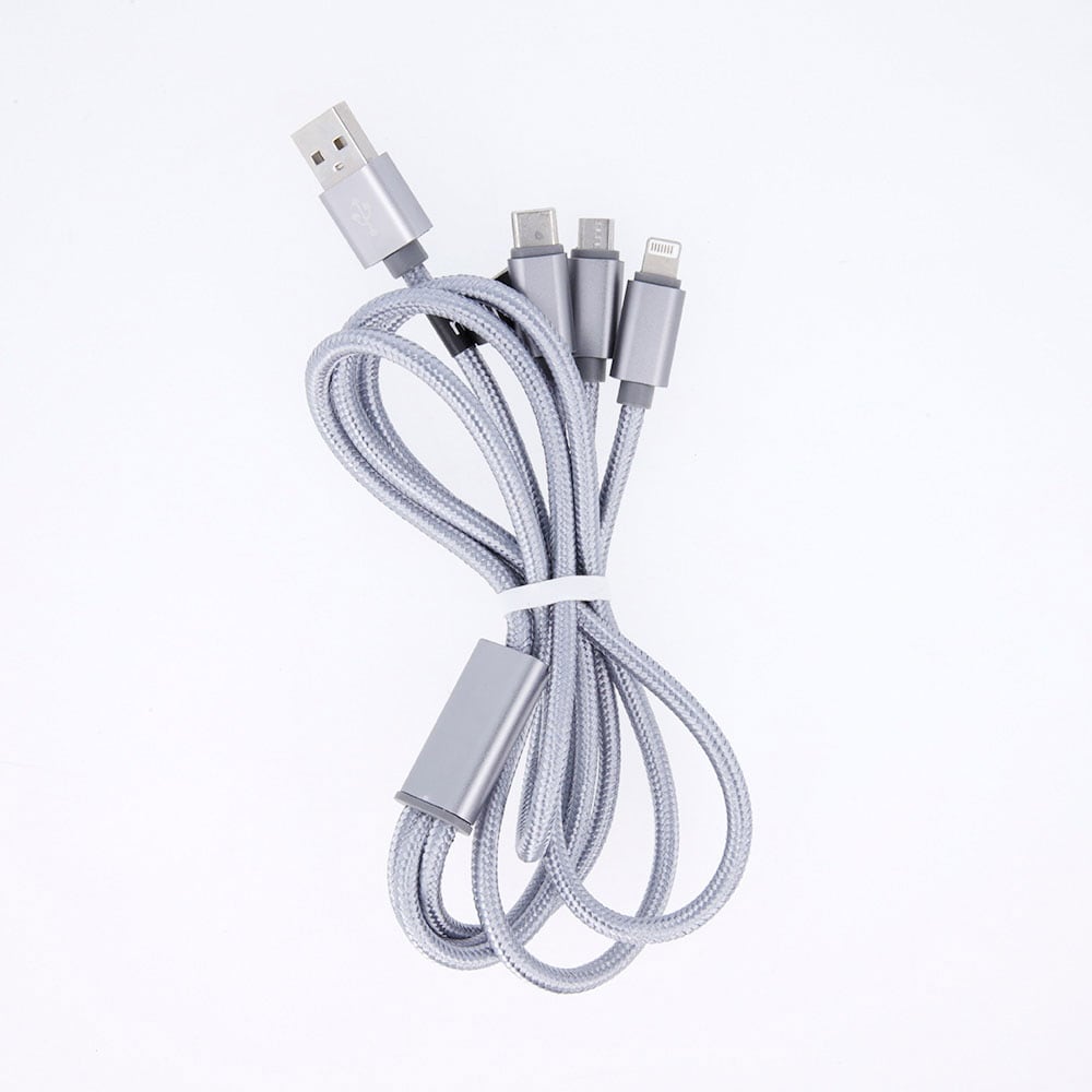 Maxlife 3i1 USB-kabel 1m Grå Nylon