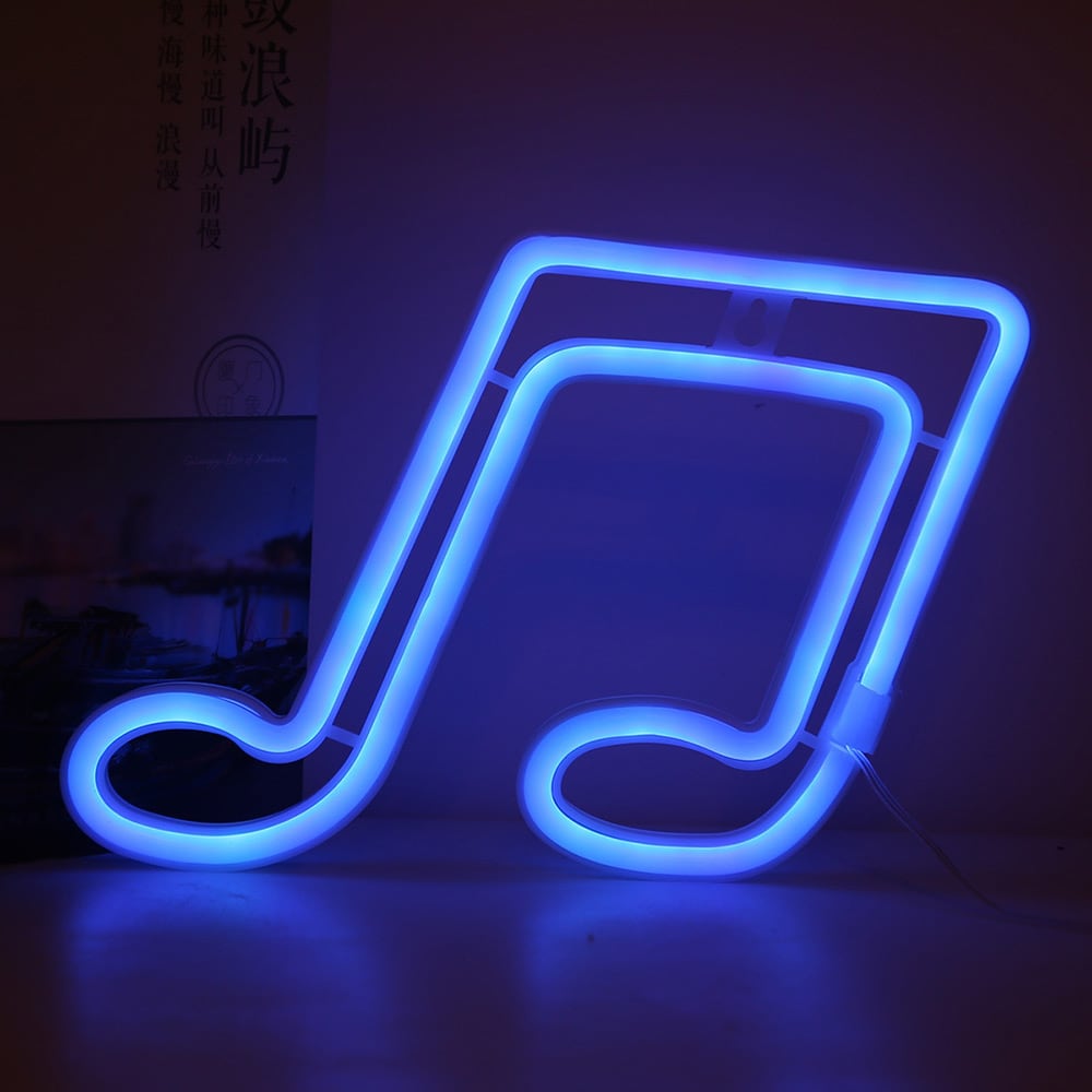 Neondekoration Musiknot - Blå