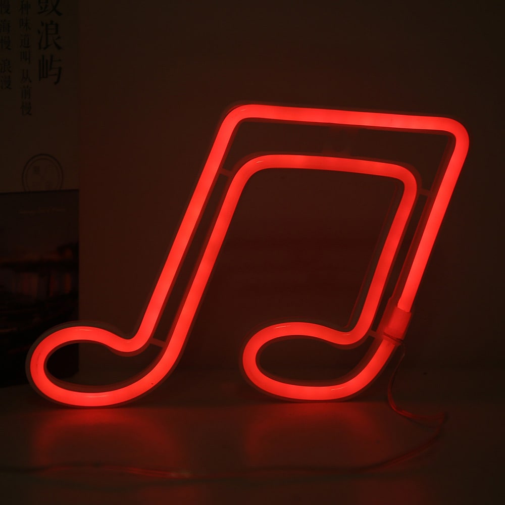 Neondekoration Musiknot - Röd