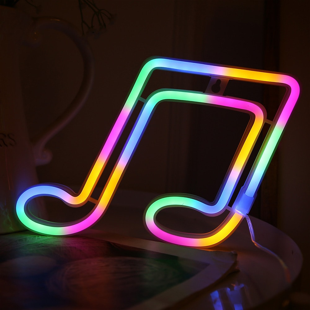 Neondekoration Musiknot - Flerfärgad