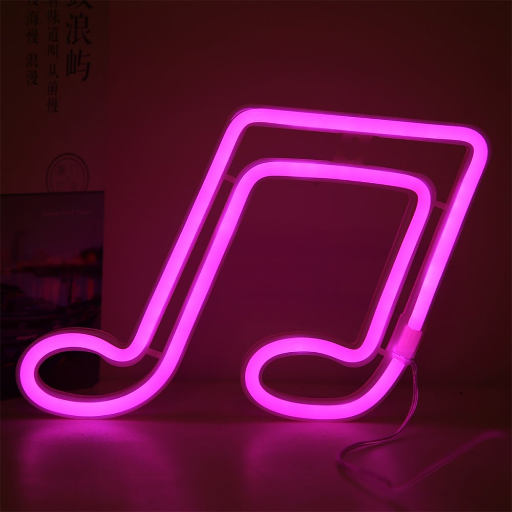 Neondekoration Musiknot - Rosa