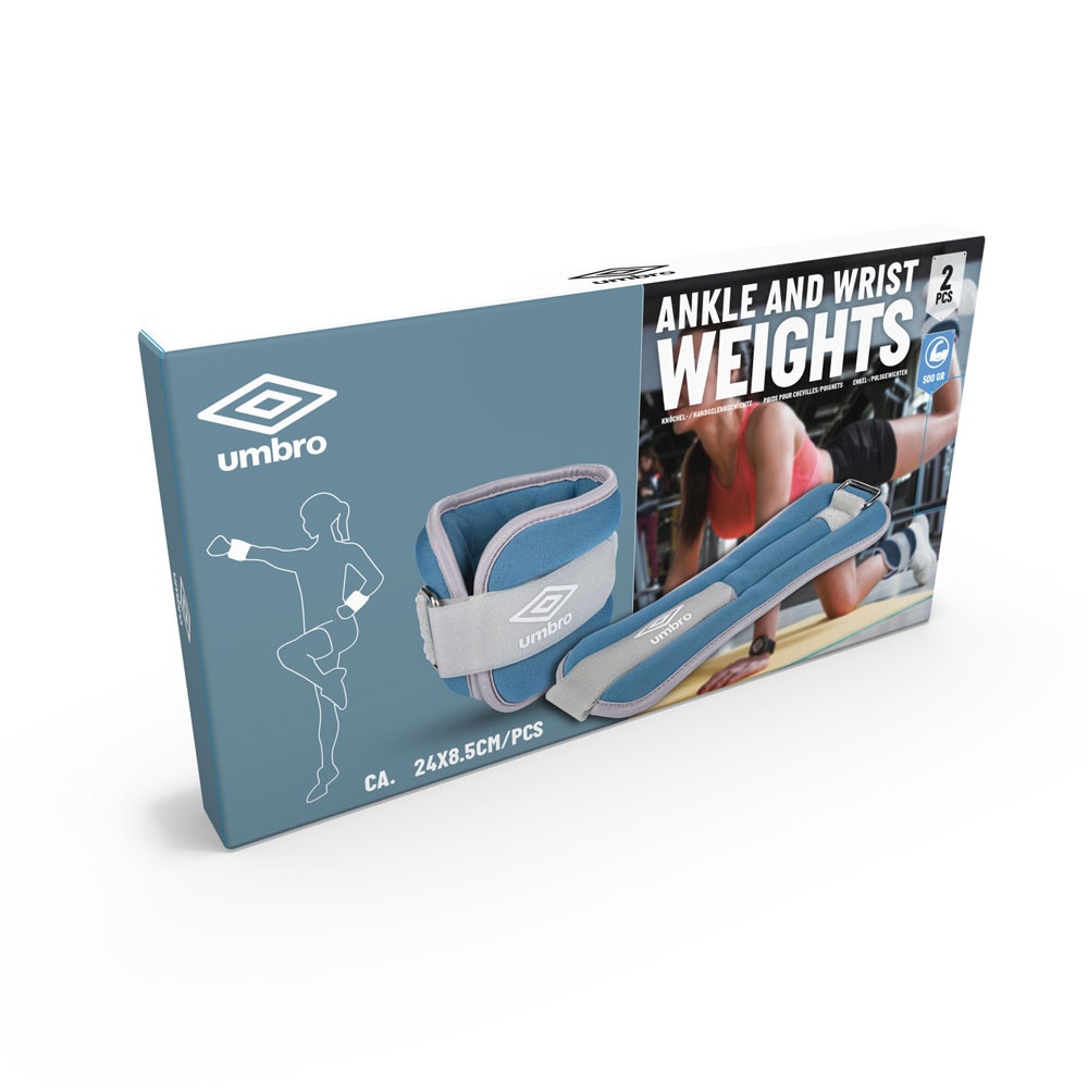 UMBRO ankelvekter 2 x 500 g / håndleddsvekter / treningsvekter / justerbare vektmansjetter