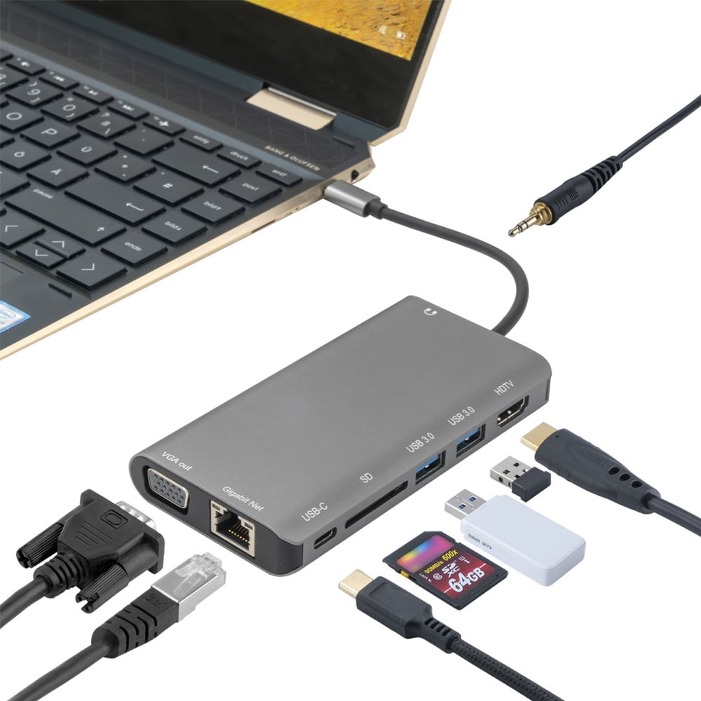 4Smart 8i1 Hub USB-C till Ethernet, HDMI, 2x USB 3.0