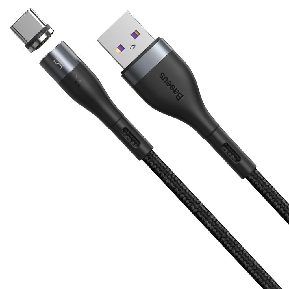 Baseus Zink Magnetkabel USB - USB-C 5A 1m Grå/Svart