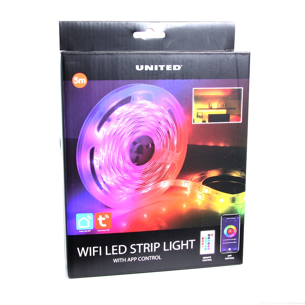 United Wifi LED-Strip med RGB-färger och fjärrkontroll 5 meter