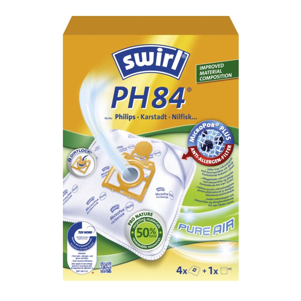 Swirl PH84 Dammsugarpåse 4-pack + filter 6765959