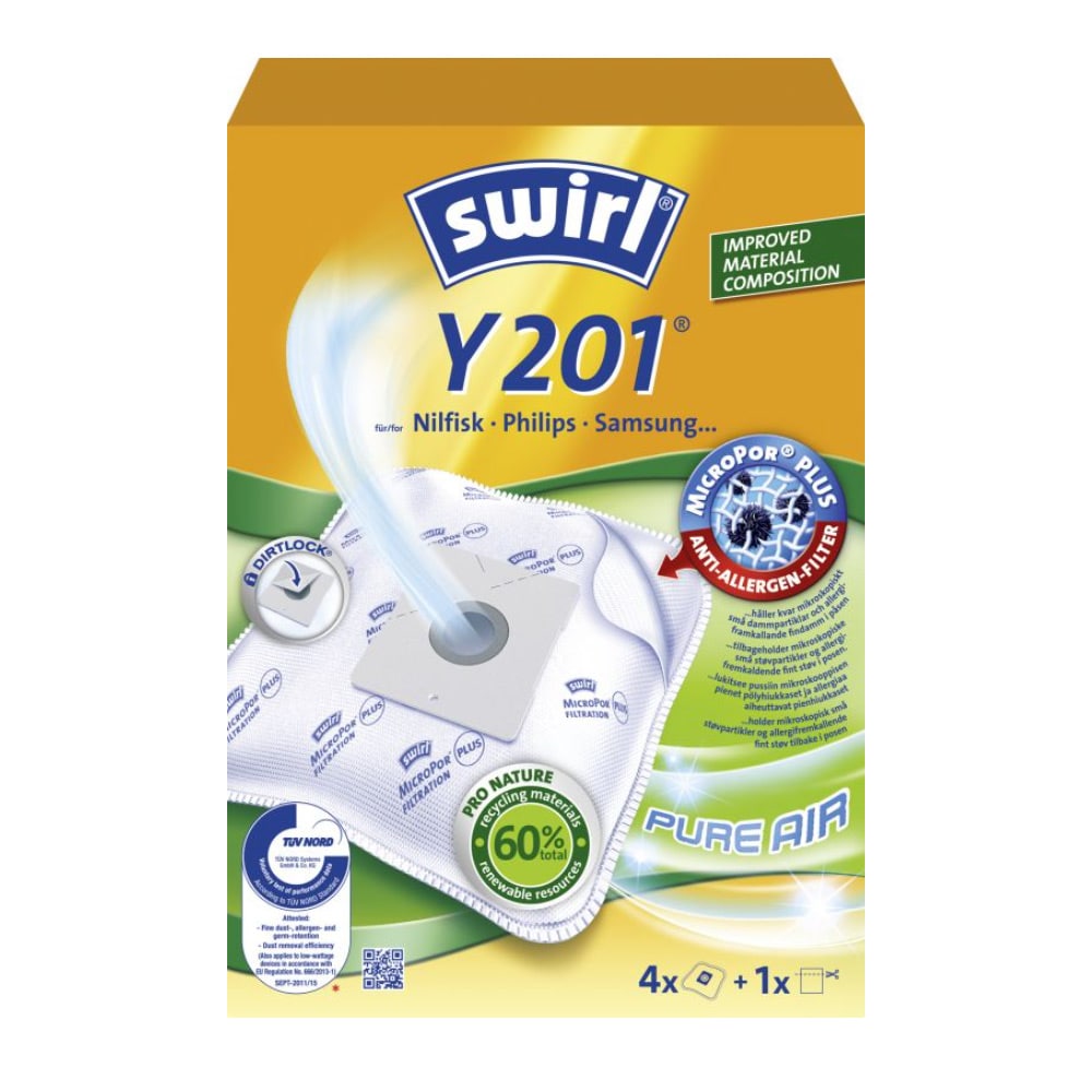 Swirl Y201 Dammsugarpåse 4-pack + filter 6766004