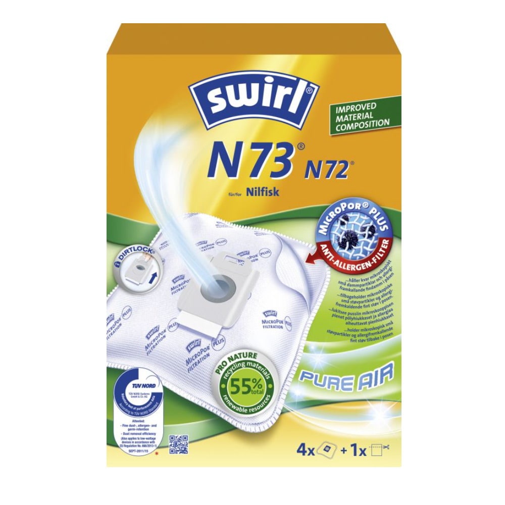 Swirl N73 Dammsugarpåse 4-pack + filter