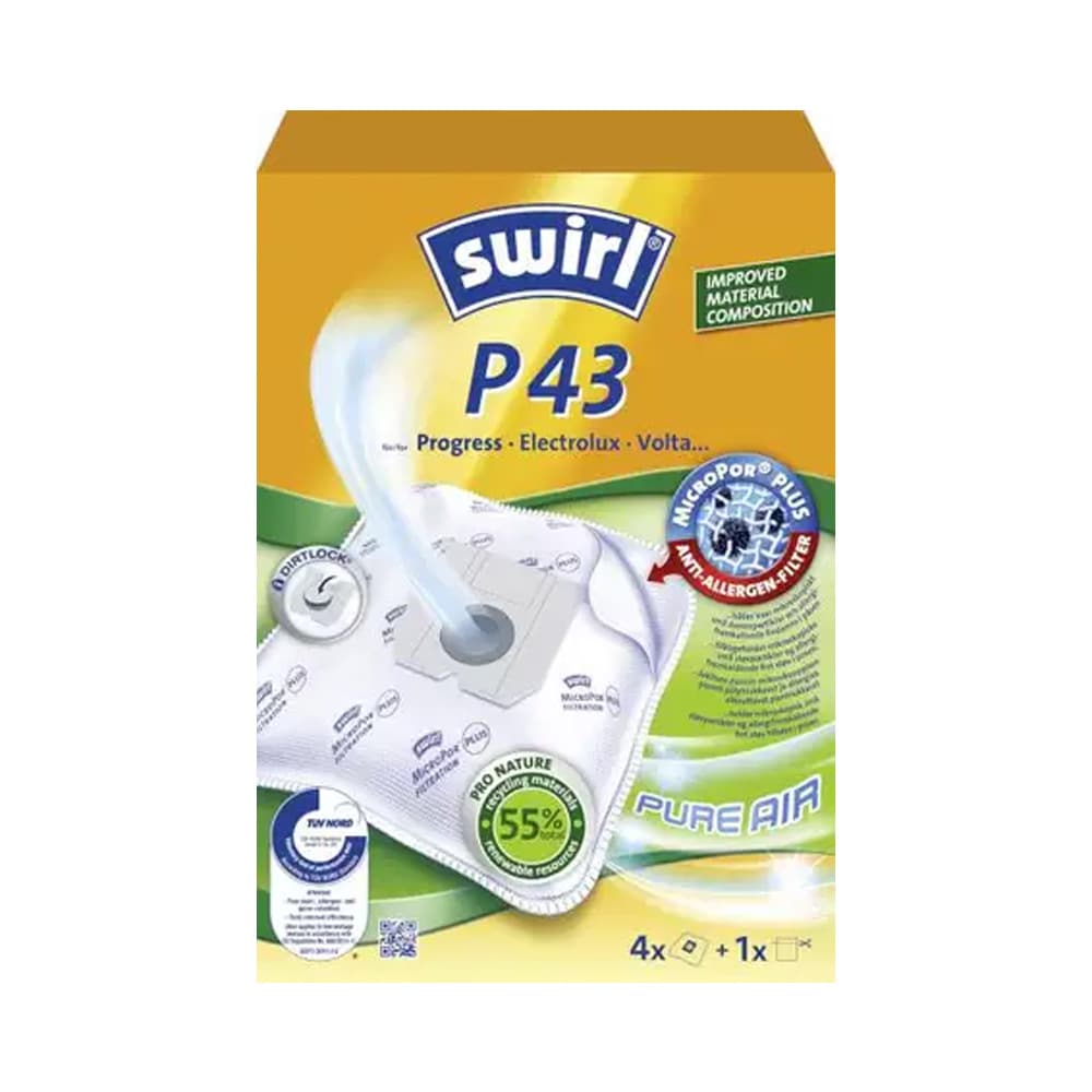 Swirl P43 Dammsugarpåse 4-pack + filter 6765958