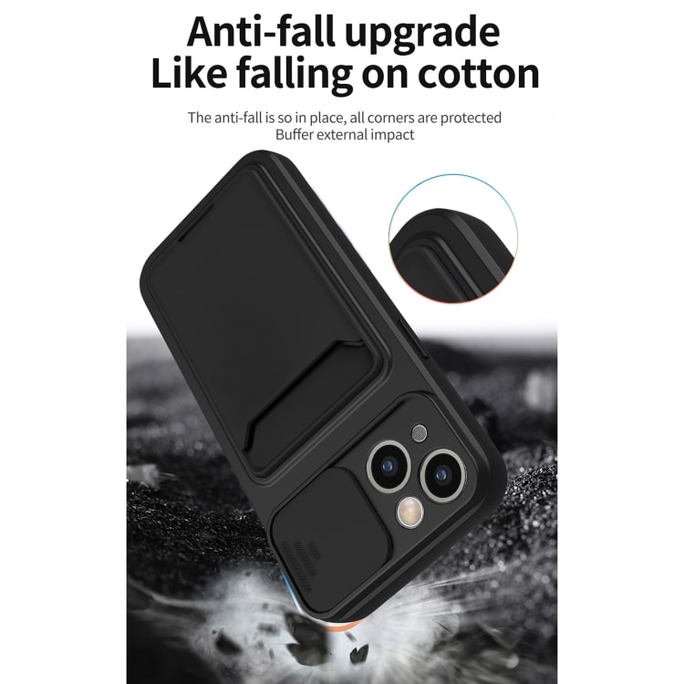 Skal med kameraskydd och kortfack för iPhone 13 - svart