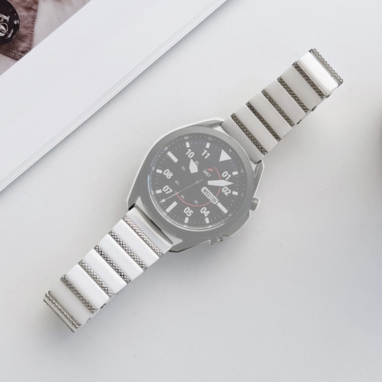 Tvåfärgat armband för Samsung och Huaweis smartklockor 22 mm - vit/silver