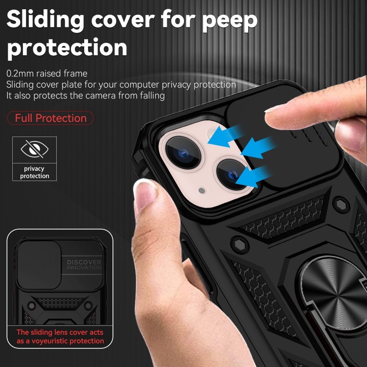 Skal med kameraskydd och ringhållare för iPhone 13 mini