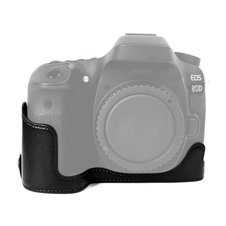 Underdelsskydd i PU läder till Canon EOS 80D / 70D Svart