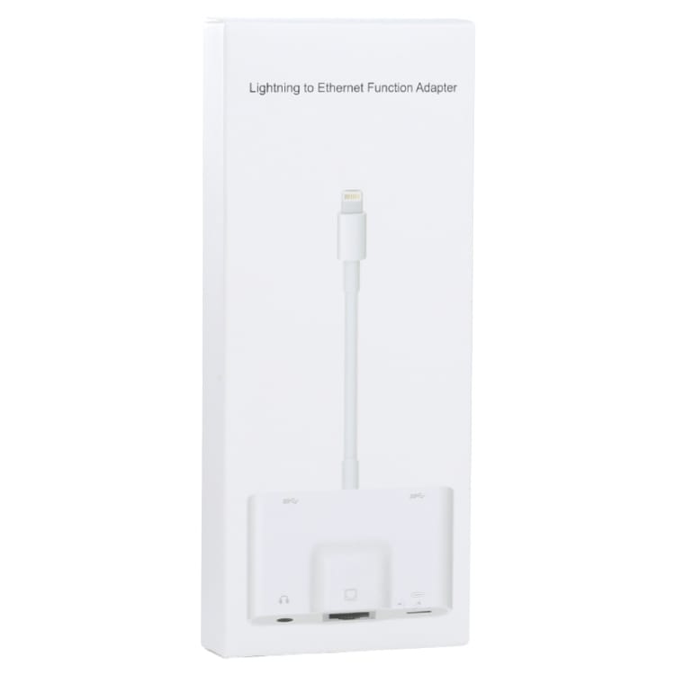 iPhone adapter till Dual USB + 3.5mm AUX + Ethernet