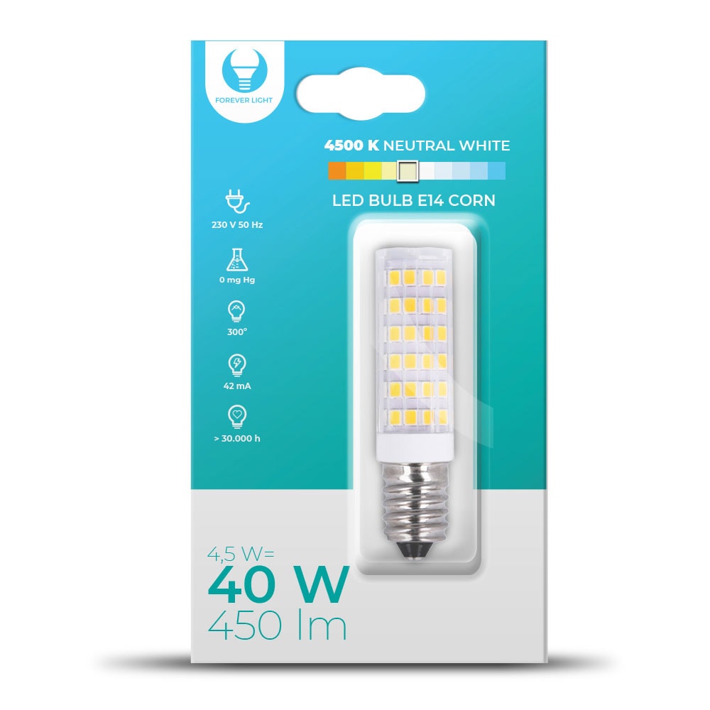 LED-Lampa E14 Corn 4.5W 230V 4500K 450lm