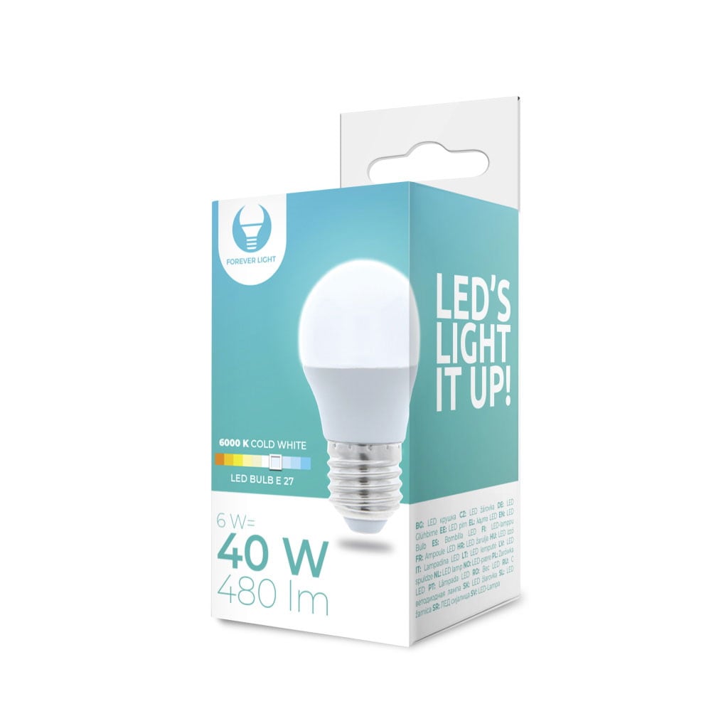 LED-Lampa E27 G45 6W 230V 6000K 480lm