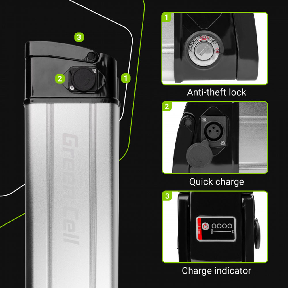 Green Cell elcykelbatteri Silverfish 36V 14.5Ah med laddare