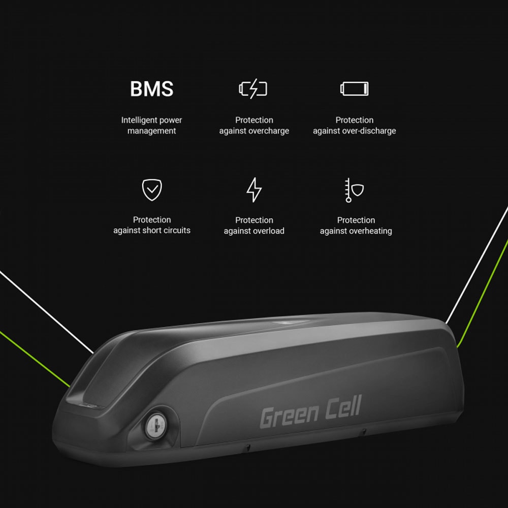 Green Cell elcykelbatteri 36V 13Ah med laddare