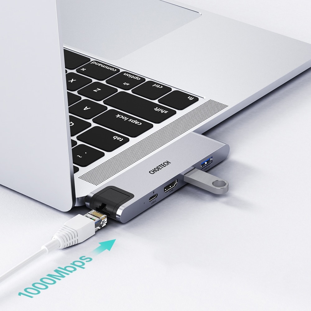 Choetech 7 i 1 USB-C Adapter till Macbook Pro (2017) (2018) Air (2018) (2020)