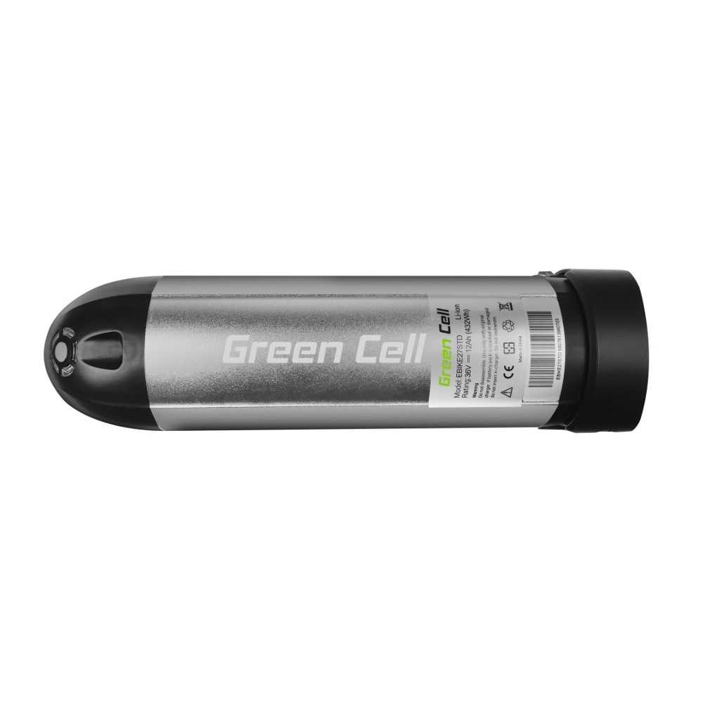 Green Cell elcykelbatteri flaskformad 36V 12Ah med laddare