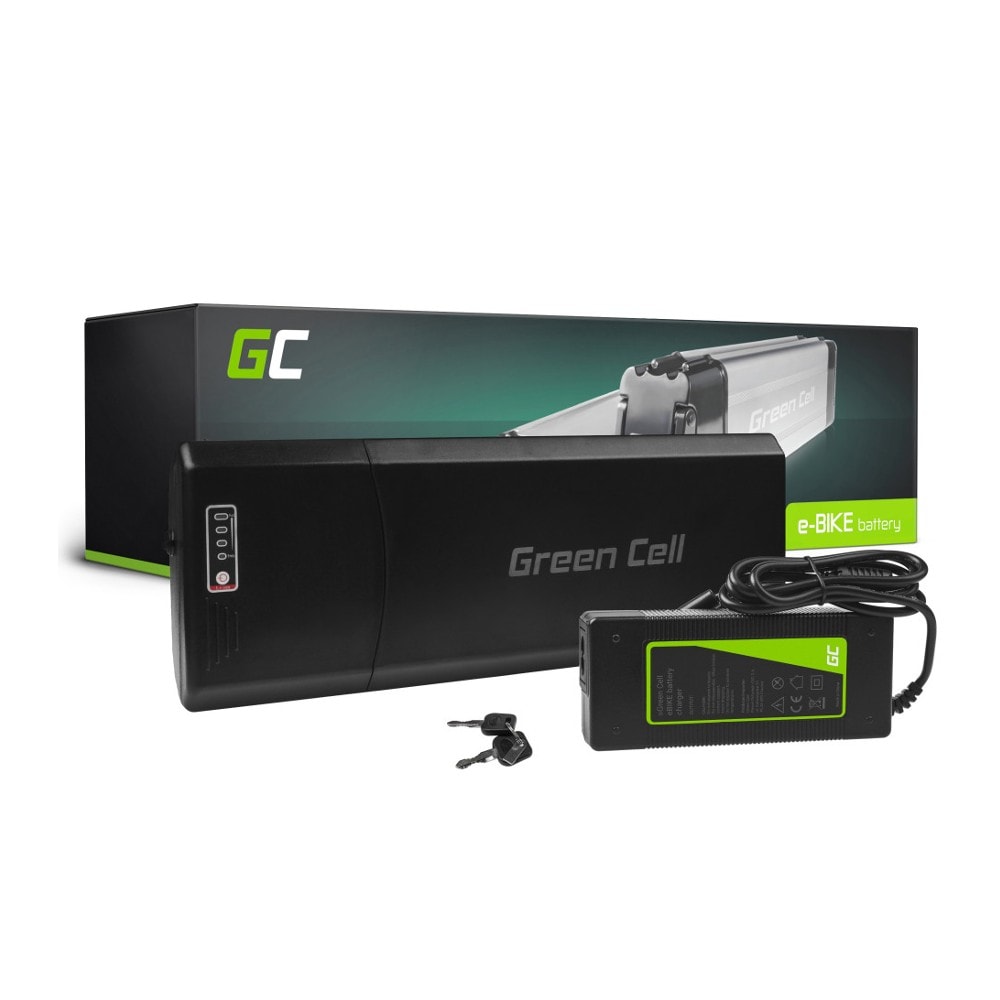 Green Cell elcykelbatteri till pakethållaren 36V 10.4Ah med laddare