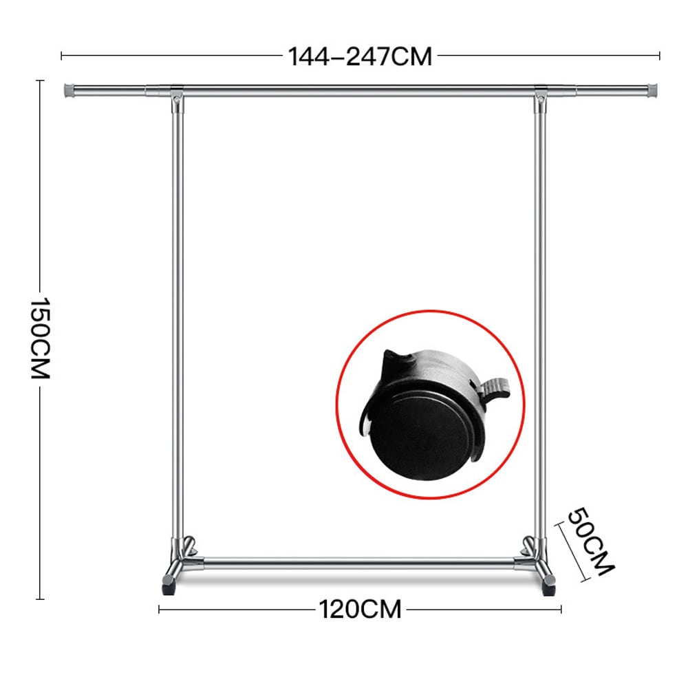 Teleskopisk klädställning 144 - 270 cm