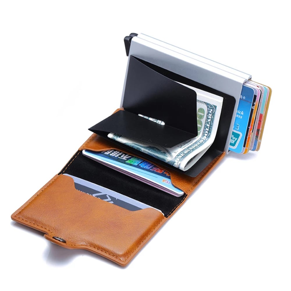 RFID-Plånbok med Pop-up och konstläder - ljusbrun