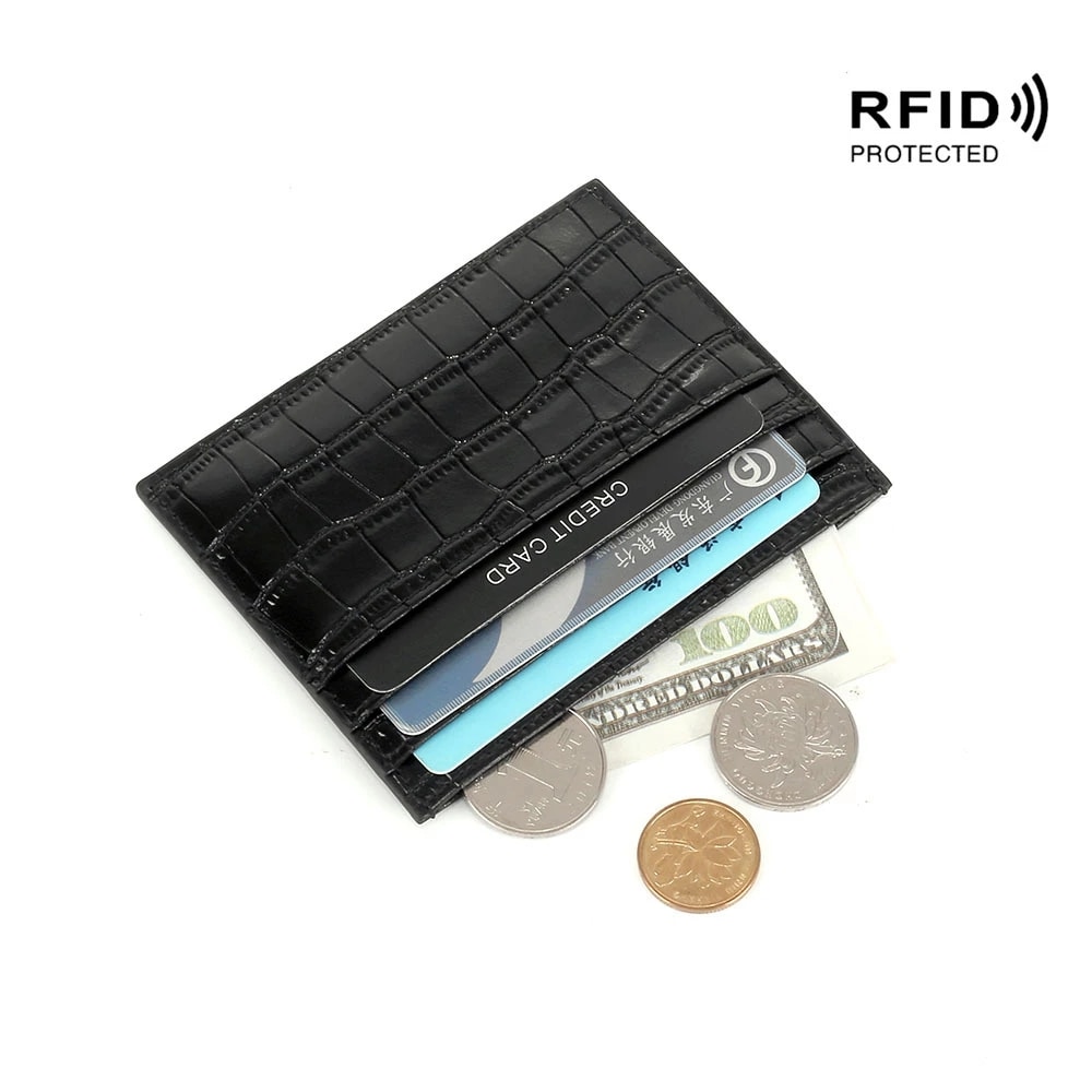 RFID-Plånbok med krokodilmönster - svart