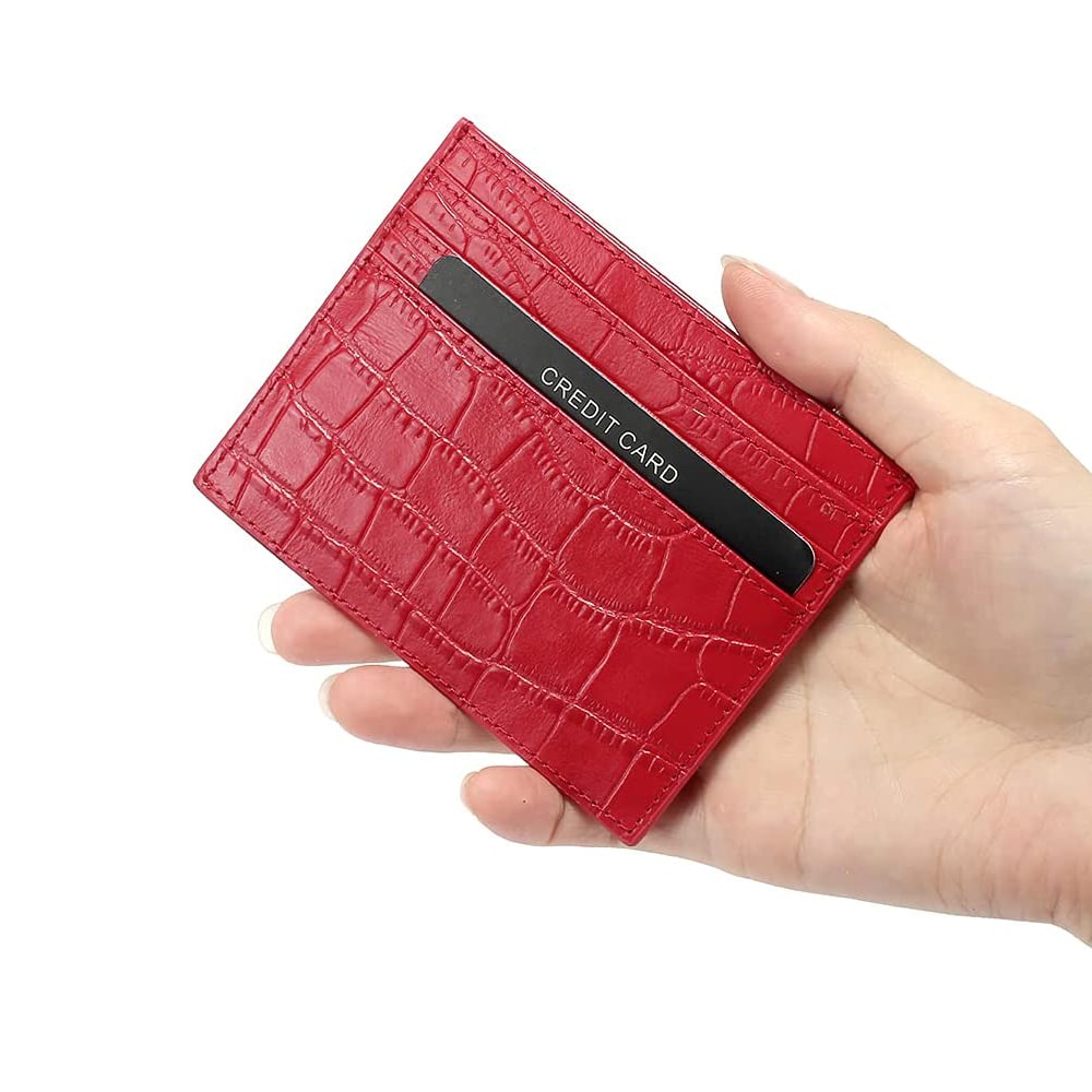 RFID-Plånbok med krokodilmönster - röd