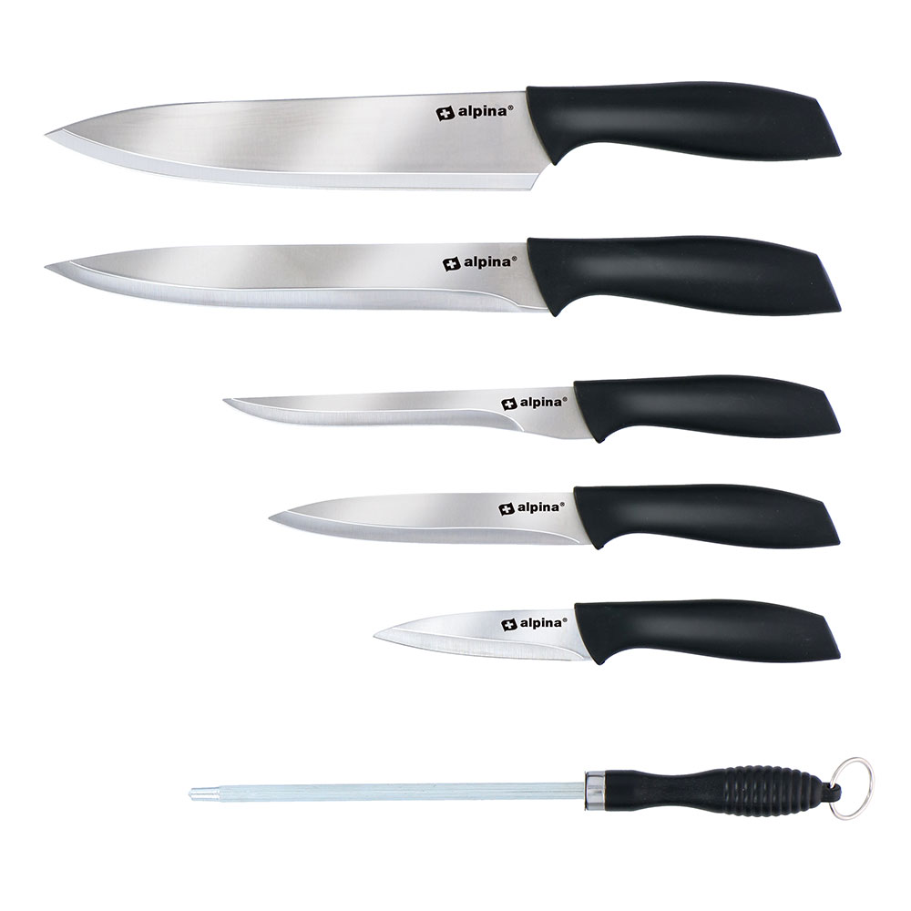 Alpina Knivset med 5 knivar, brynstål och 2 skärbrädor
