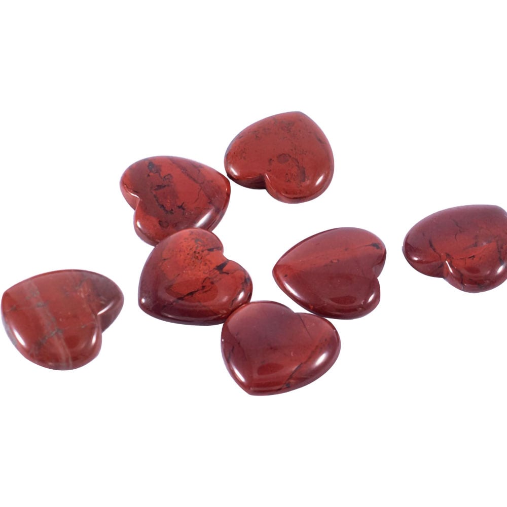 Kristallhjärta av Röd Jaspis 2cm - 7 stenar