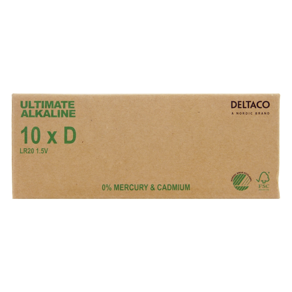 Deltaco D-batterier (LR20) Svanenmärkt - 10-pack
