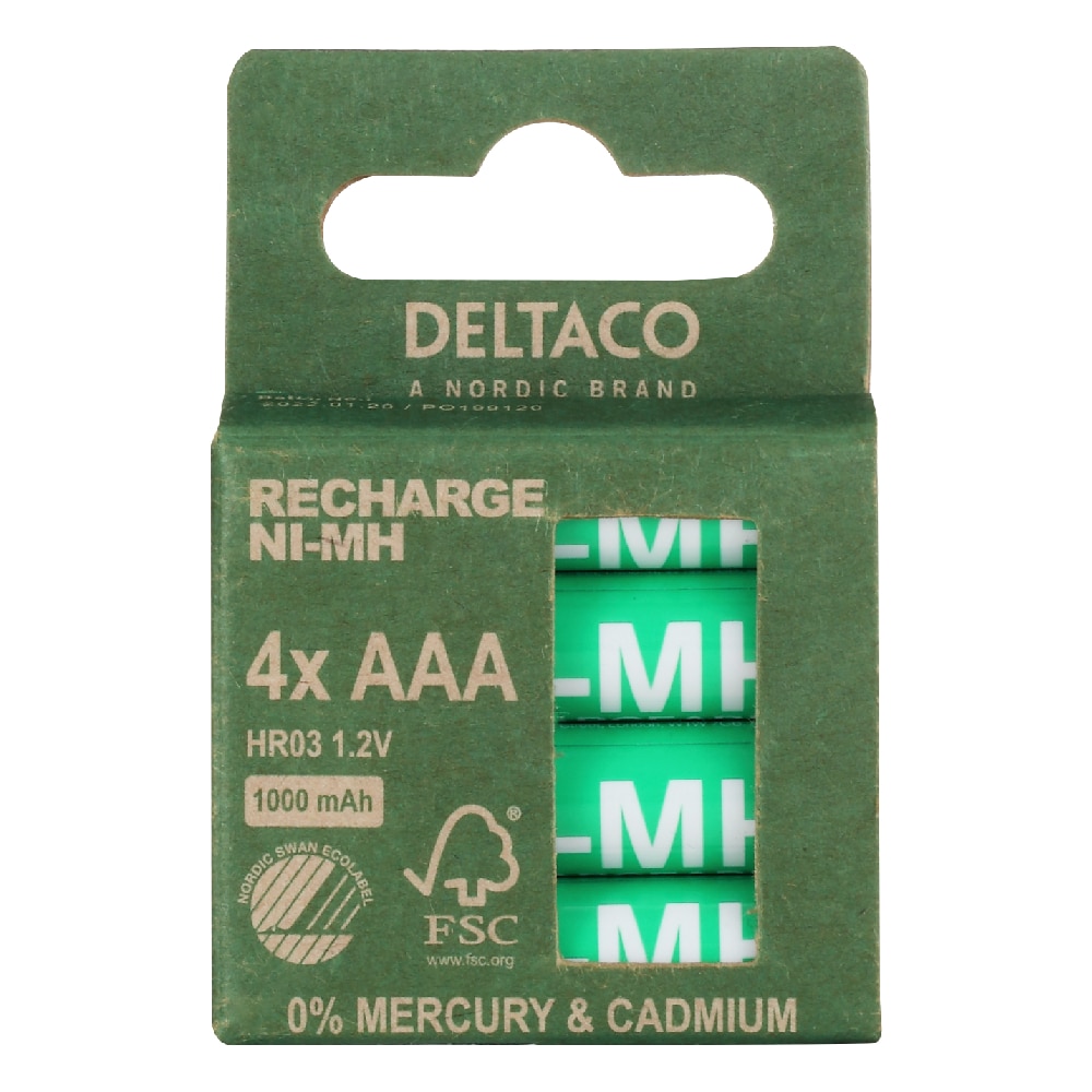 Deltaco Laddningsbara AAA-batterier 1000 mAh (LR03) - 4-pack