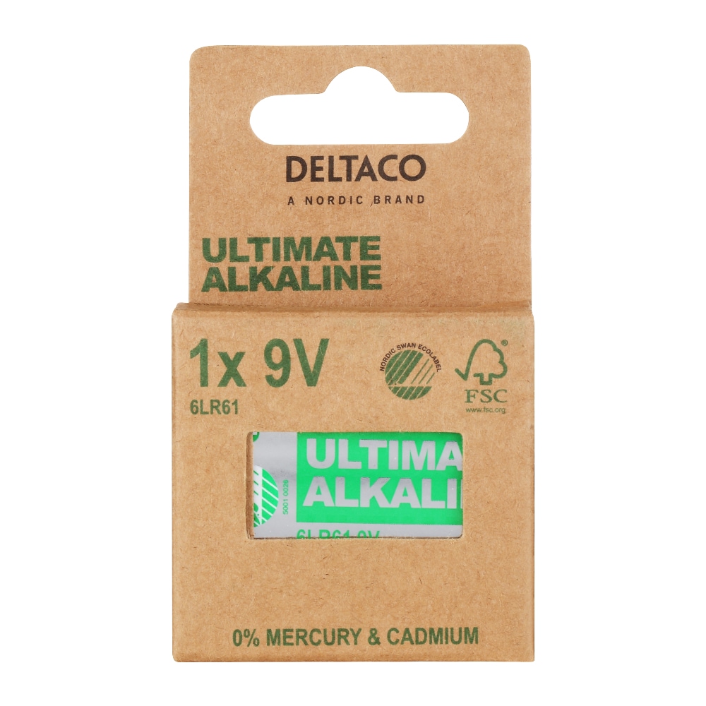 Deltaco 9V-batteri (6LR61) - Svanenmärkt