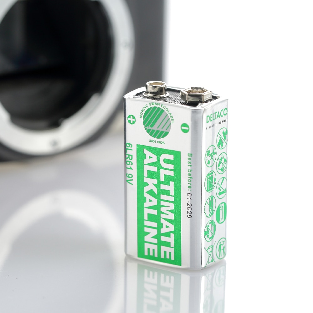 Deltaco 9V-batterier (6LR61) Svanenmärkt - 10-pack