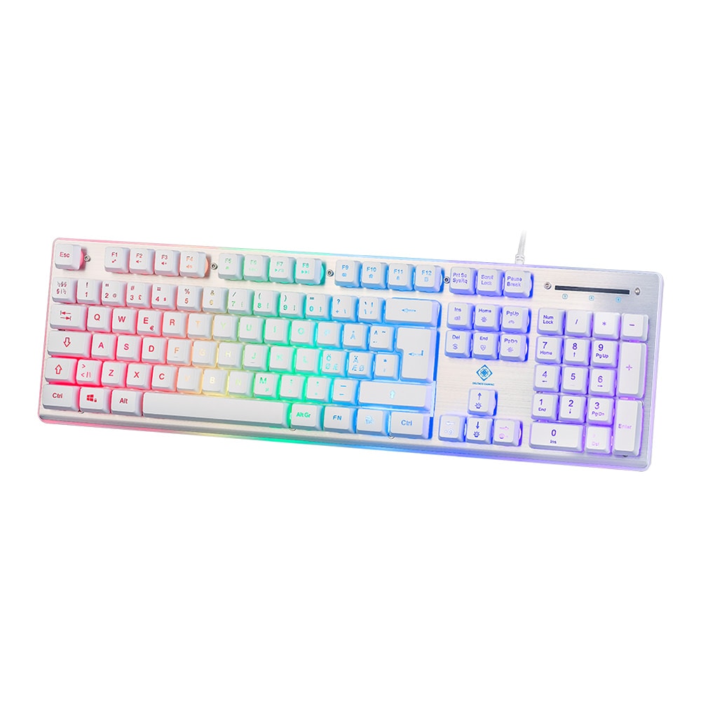 Deltaco Gamingtangentbord med RGB-belysning och nordisk layout - vit