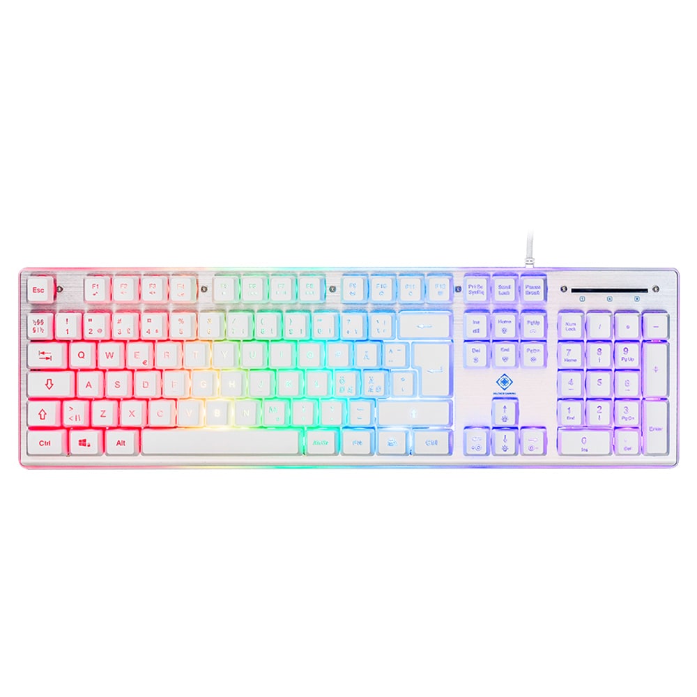 Deltaco Gamingtangentbord med RGB-belysning och nordisk layout - vit