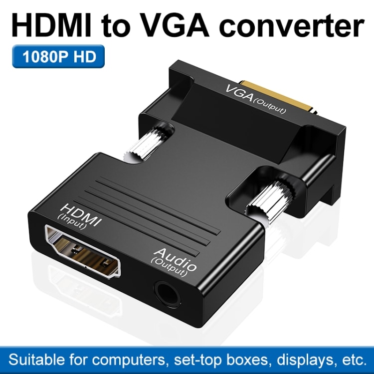 HDMI-hona till VGA-hane-adapter med AUX-utgång