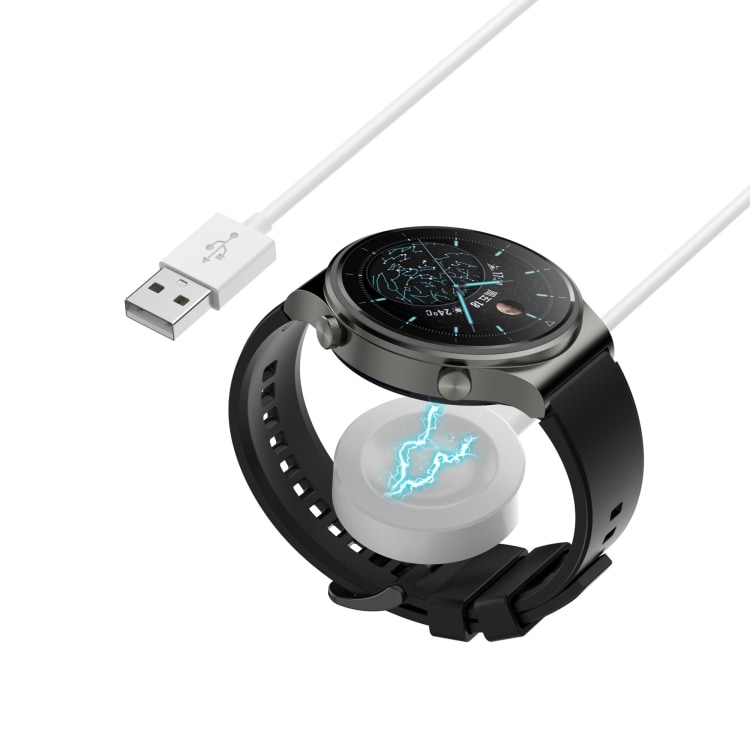 Magnetisk Laddare med USB - USB-C till Huawei Watch GT 3 Pro - Vit