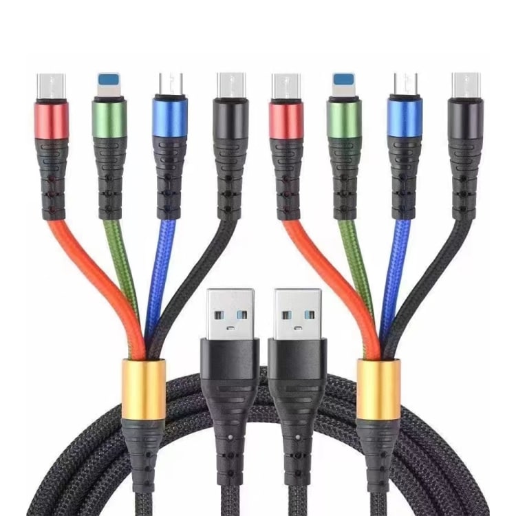 4i1 USB Laddkabel med Micro-USB, Lightning & USB-C x2