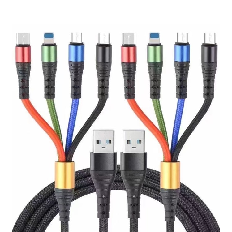 4i1 USB Laddkabel med Lightning, USB-C & Micro USB x2