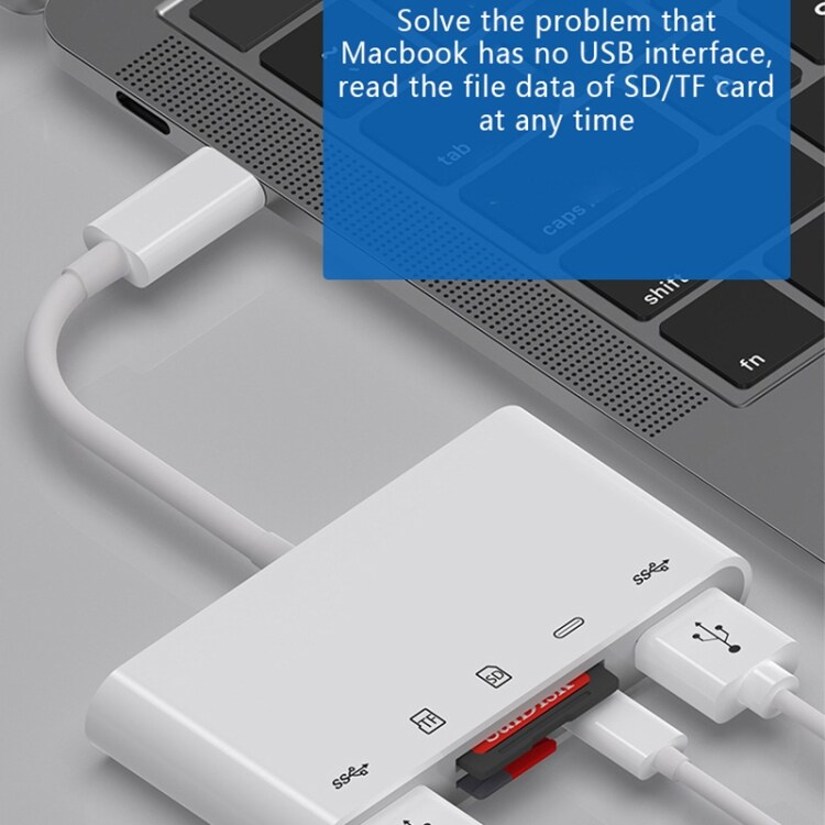 5i1 USB-C till SD, TF, USB-C och 2xUSB-A