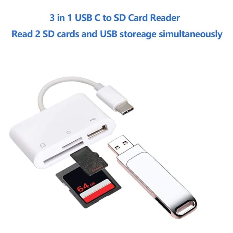 3i1 USB-C till SD, TF och USB-A