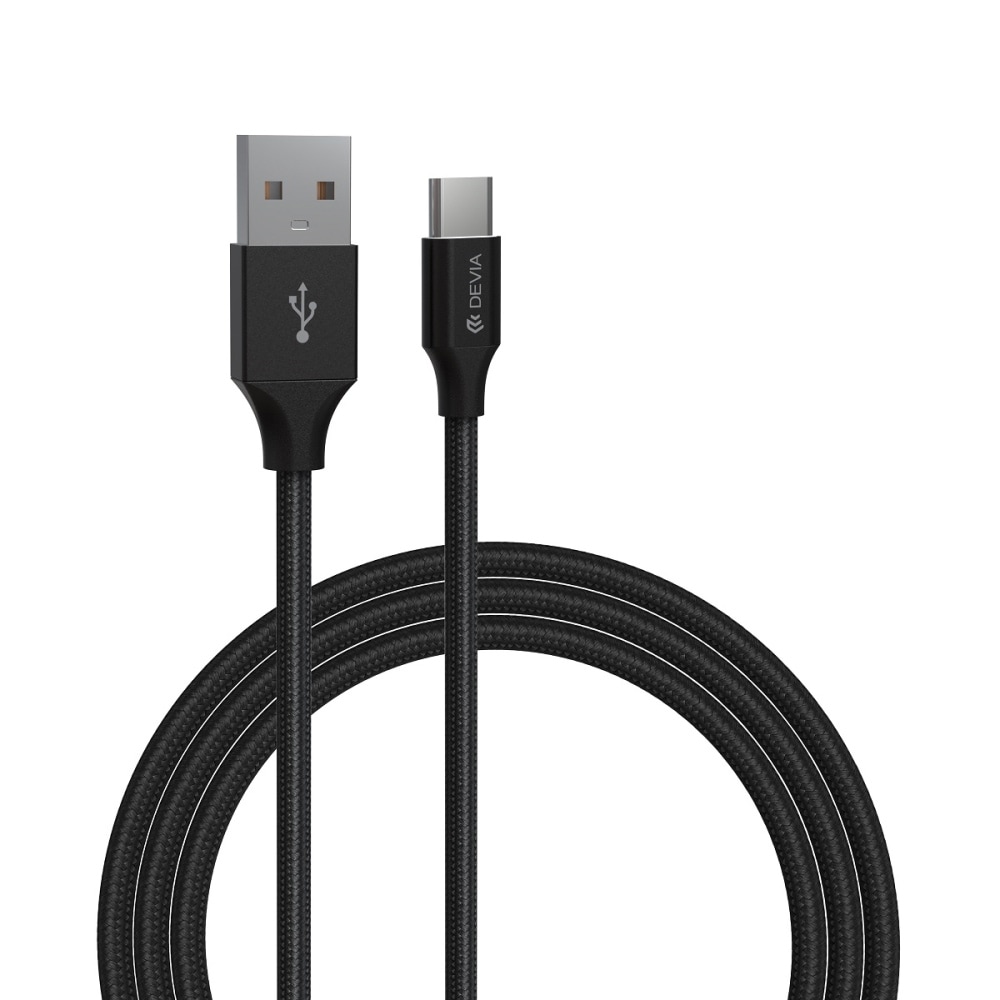 Devia Laddningskabel USB - USB-C 2,0 m 2,1A - Svart