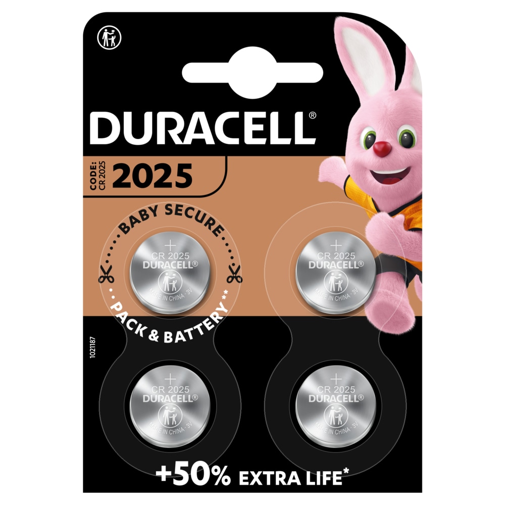Duracell Knappcellsbatteri CR2025 4-pack