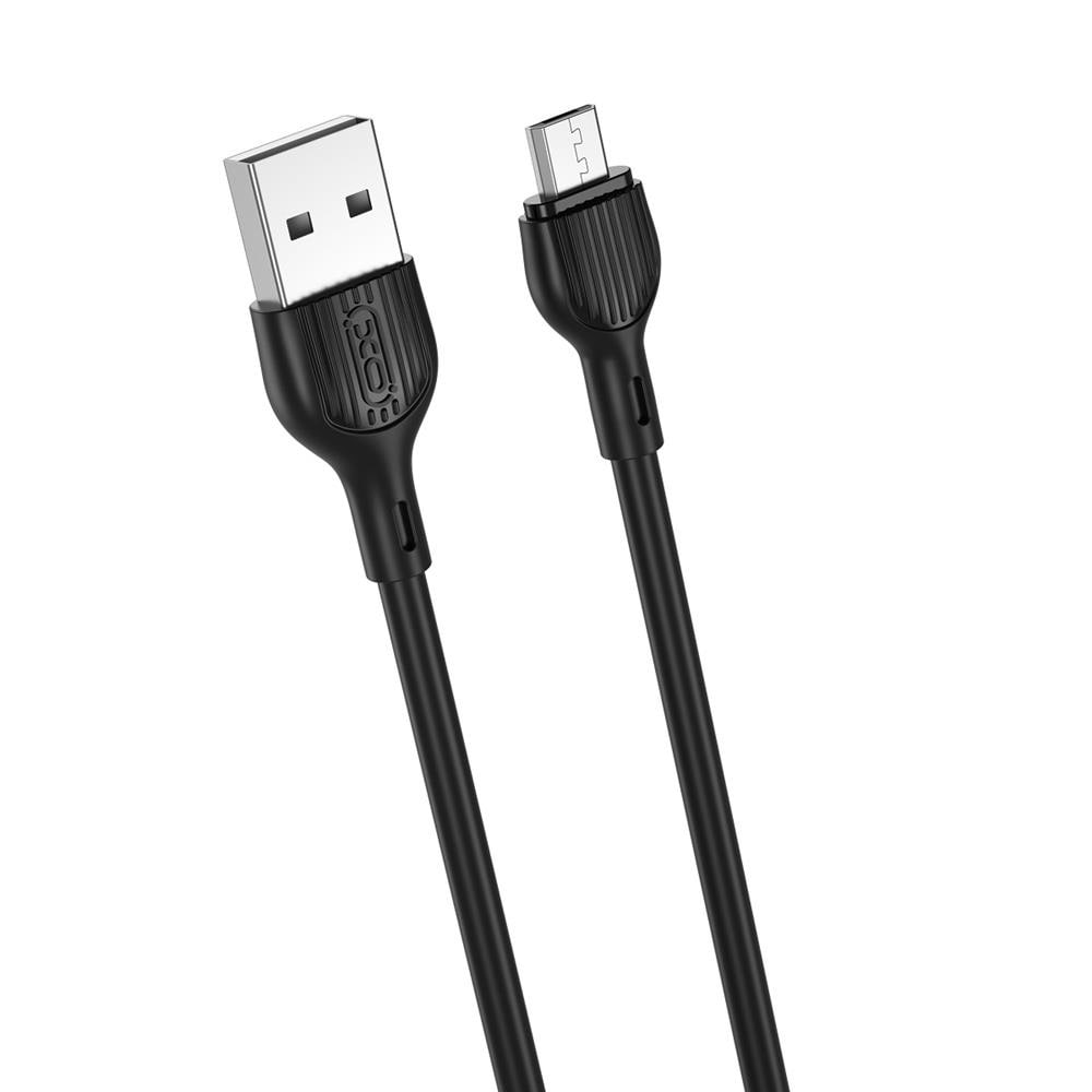 XO NB200 USB-kabel 2.1A USB till microUSB 1m Svart