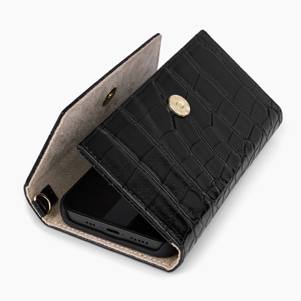 IDEAL OF SWEDEN Plånboksfodral Black Croco till iPhone 11/XR