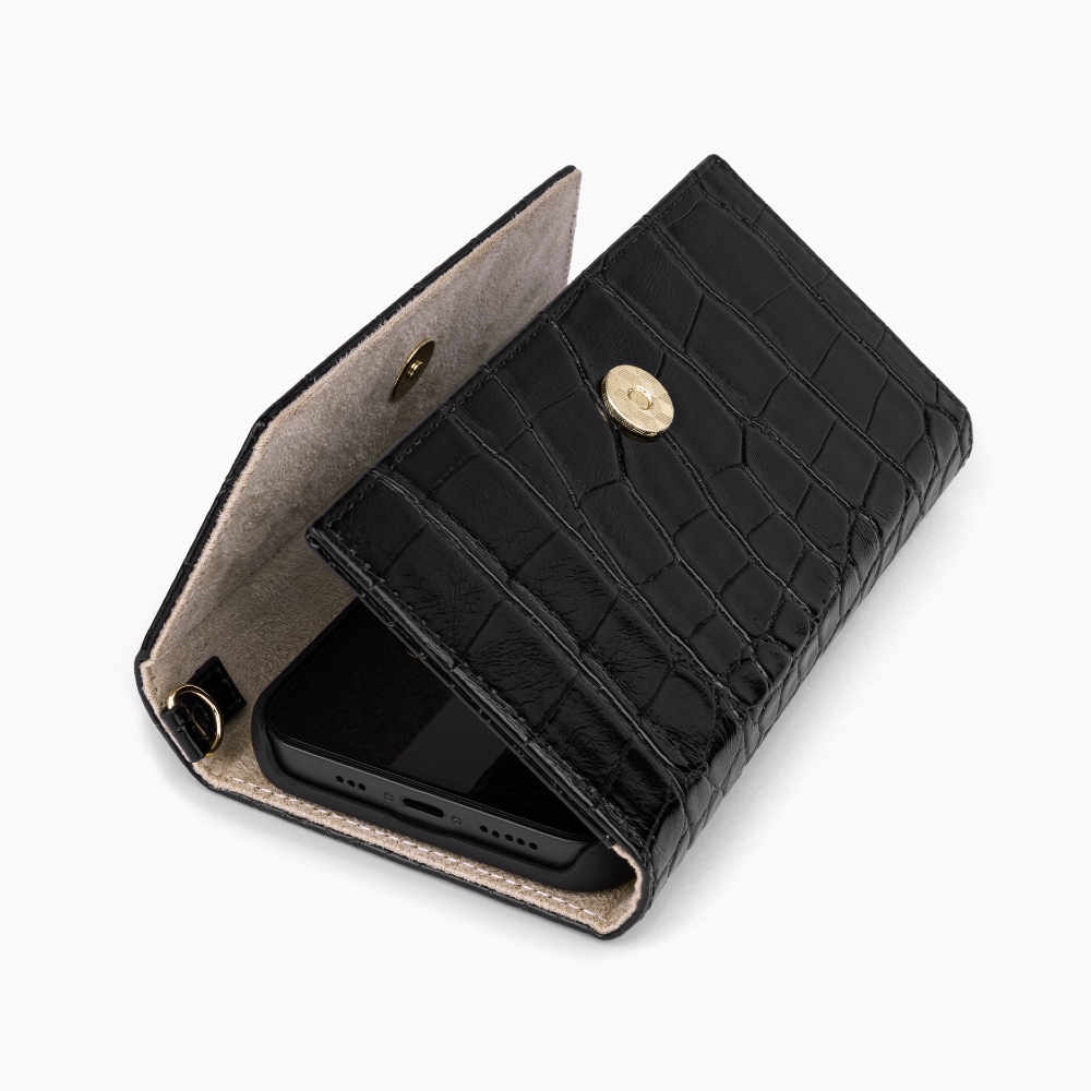 IDEAL OF SWEDEN Plånboksfodral Black Croco till iPhone 12/12 Pro
