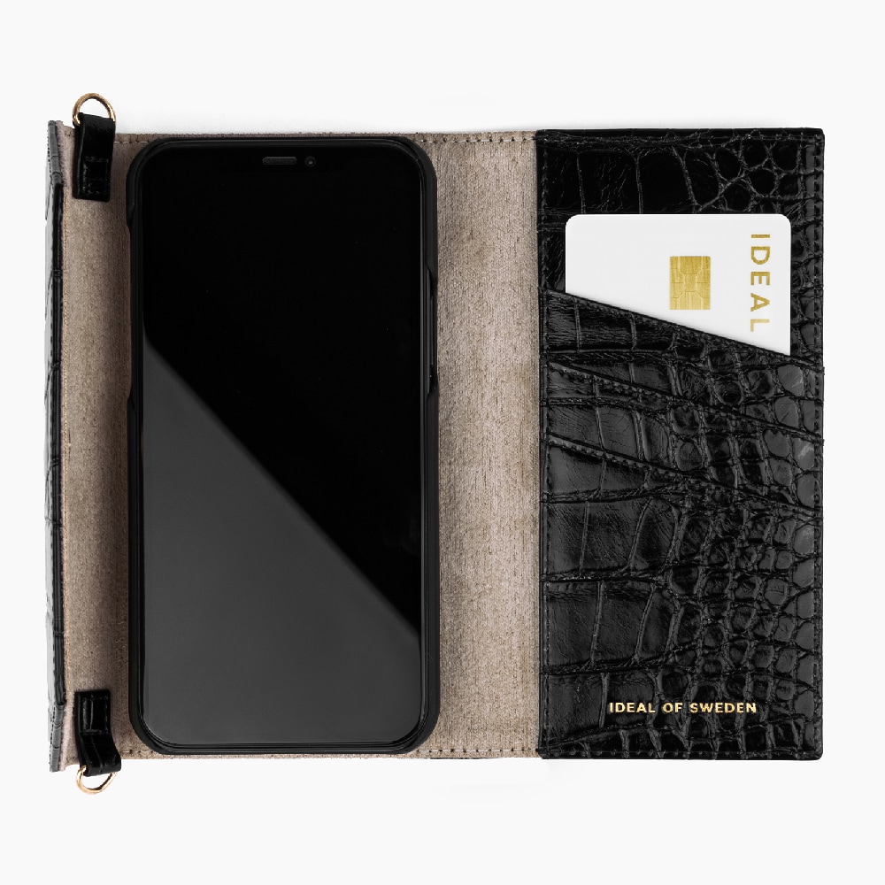 IDEAL OF SWEDEN Plånboksfodral Black Croco till iPhone 11 Pro/XS/X